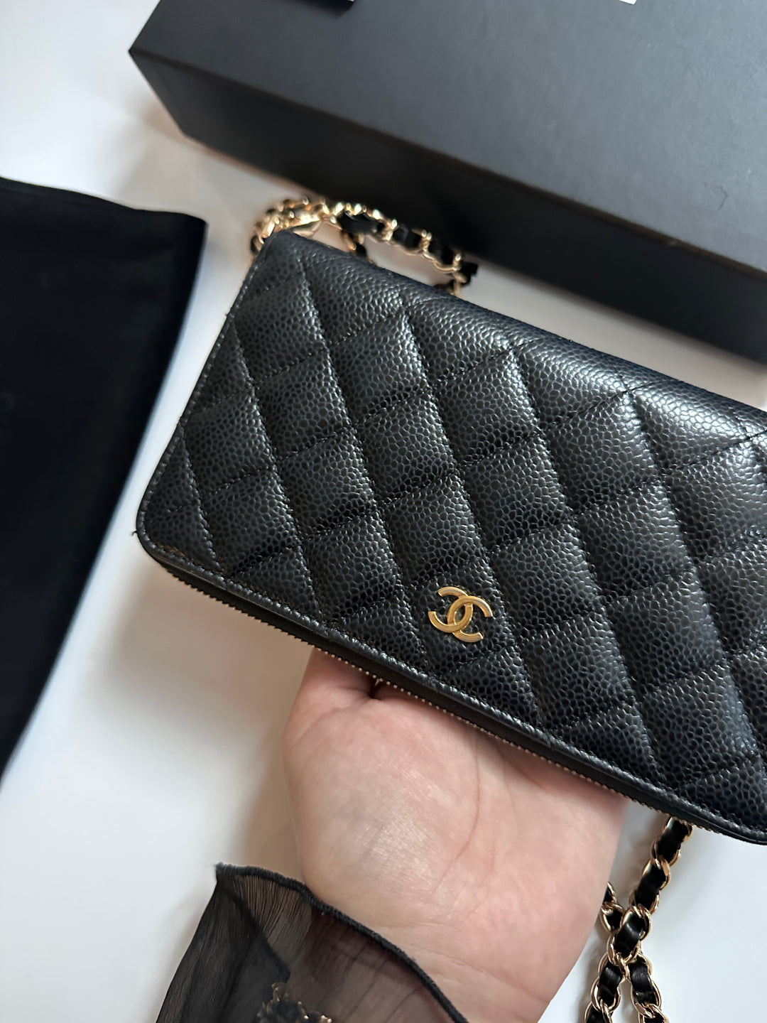 Chanel Caviar Leather Long Wallet on Chain 🖤 | Timeless Elegance, Everyday Luxury