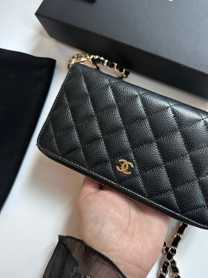 Chanel Caviar Leather Long Wallet on Chain 🖤 | Timeless Elegance, Everyday Luxury