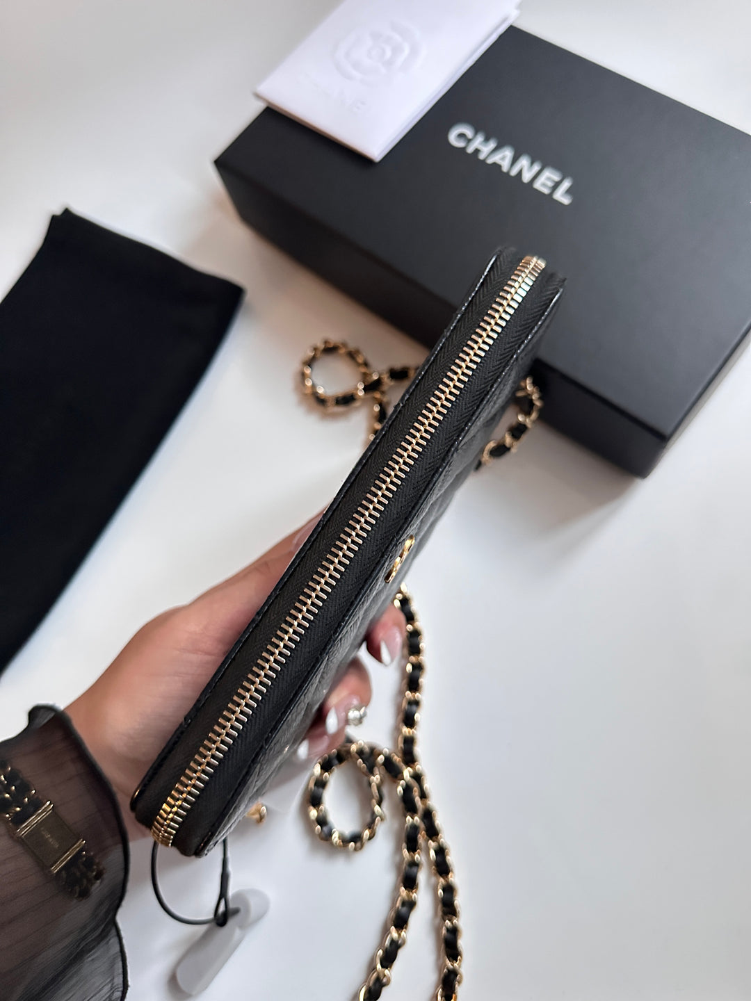Chanel Caviar Leather Long Wallet on Chain 🖤 | Timeless Elegance, Everyday Luxury