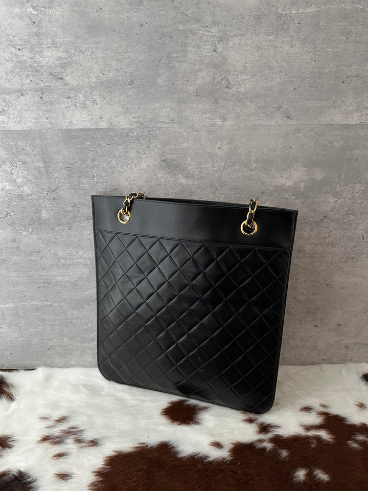 CHANEL Vintage Slim Chain Tote Bag 🖤｜All-Leather Design × iPad-Friendly × Great Daily Value