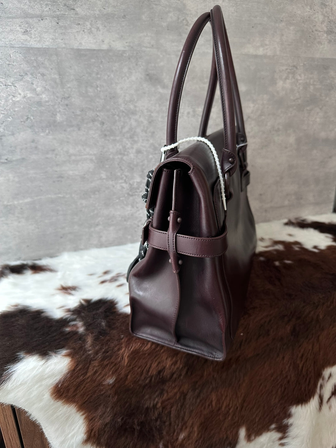 Ferragamo Gancini Dark Chocolate Brown Boston Bag 🤎｜Rare Wood-Tone Clasp × Box Leather × Vintage Character