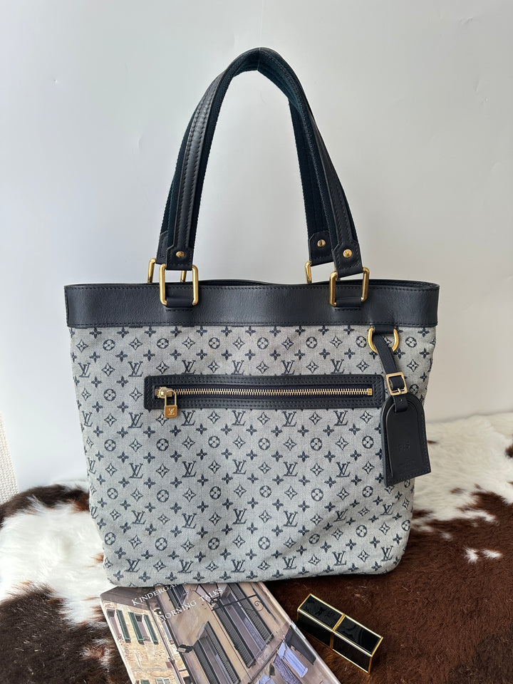 Louis Vuitton Monogram Denim Tote Bag 🩶🤍｜Grey Denim Monogram × Laptop Friendly × Excellent Condition