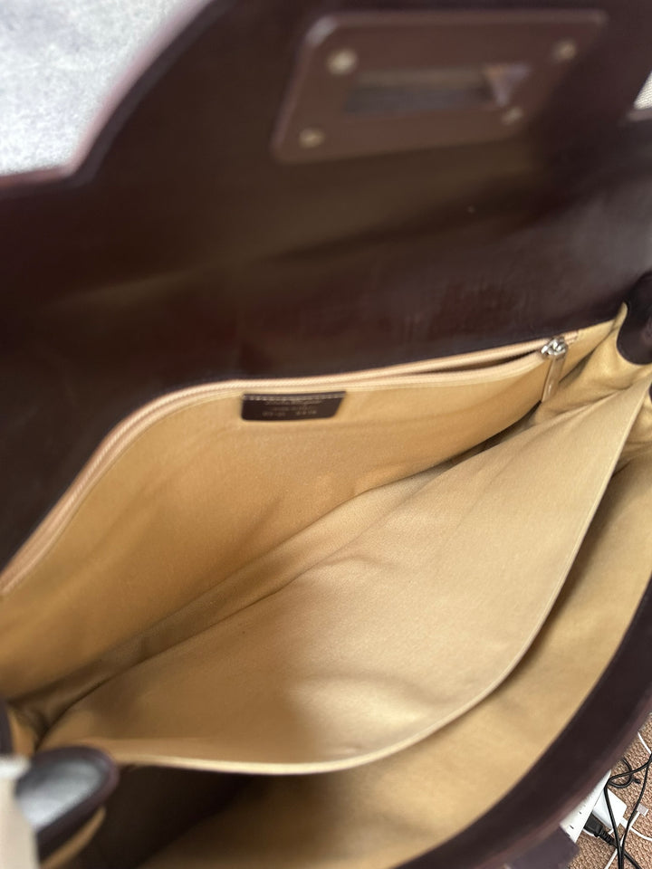 Ferragamo Gancini Dark Chocolate Brown Boston Bag 🤎｜Rare Wood-Tone Clasp × Box Leather × Vintage Character