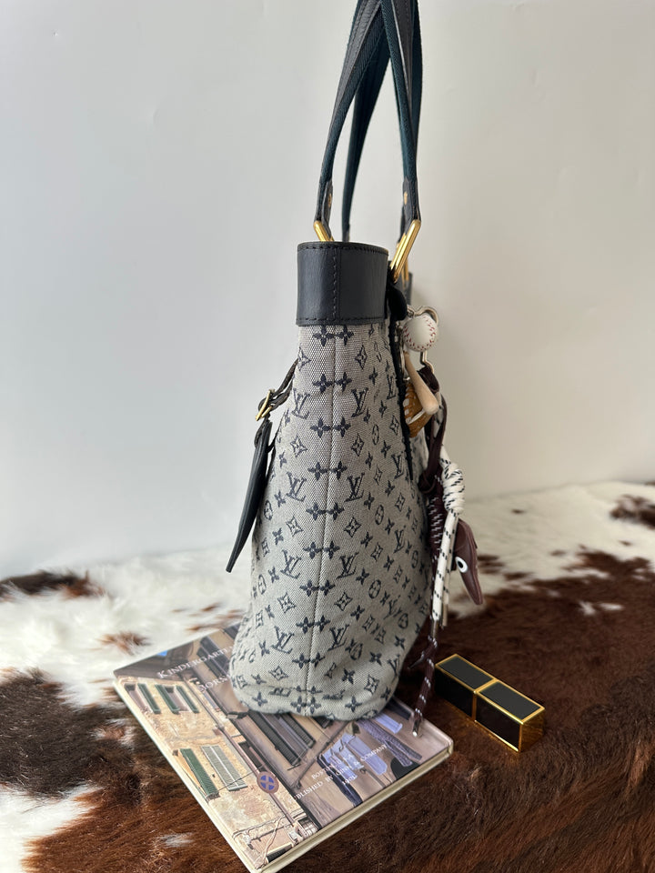 Louis Vuitton Monogram Denim Tote Bag 🩶🤍｜Grey Denim Monogram × Laptop Friendly × Excellent Condition
