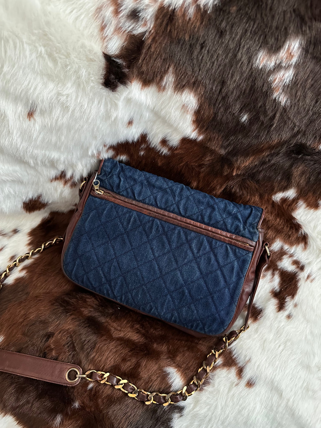 CHANEL 💙 Denim & Chocolate Leather Crossbody｜Rare Vintage Denim × Iconic Circular CC × Unisex Styling