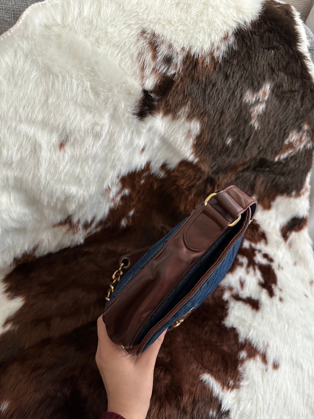 CHANEL 💙 Denim & Chocolate Leather Crossbody｜Rare Vintage Denim × Iconic Circular CC × Unisex Styling