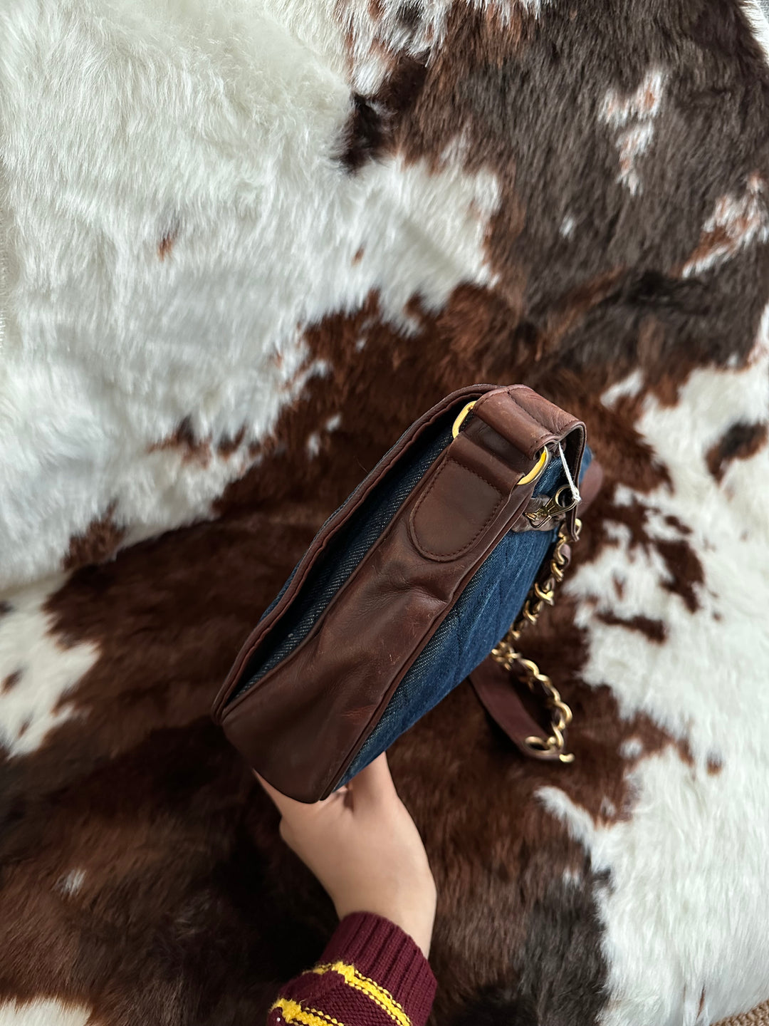 CHANEL 💙 Denim & Chocolate Leather Crossbody｜Rare Vintage Denim × Iconic Circular CC × Unisex Styling