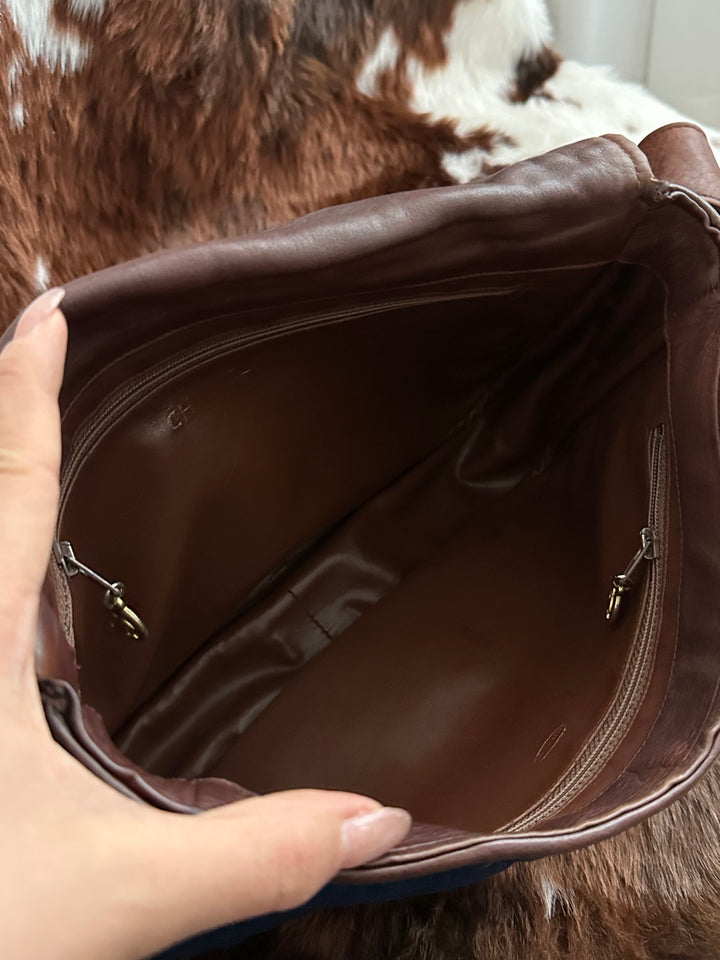 CHANEL 💙 Denim & Chocolate Leather Crossbody｜Rare Vintage Denim × Iconic Circular CC × Unisex Styling