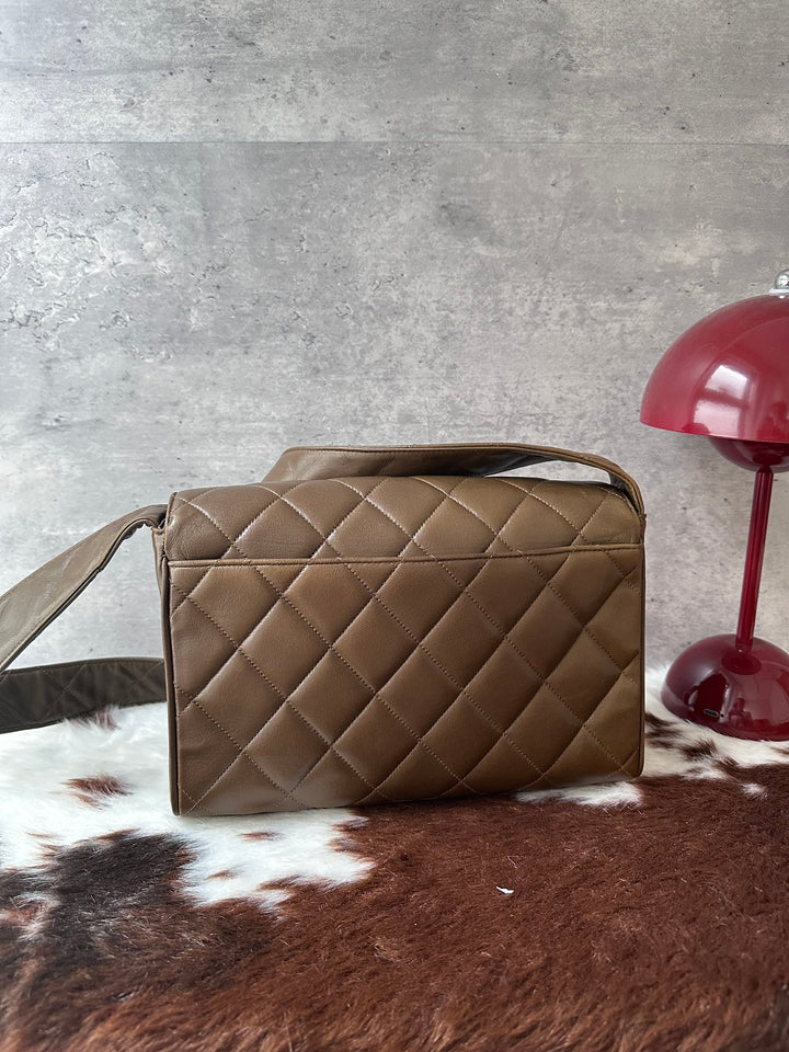 CHANEL Lambskin Square Crossbody Bag 🤎｜Rare Olive Brown × Puffy Square Shape × Practical Capacity