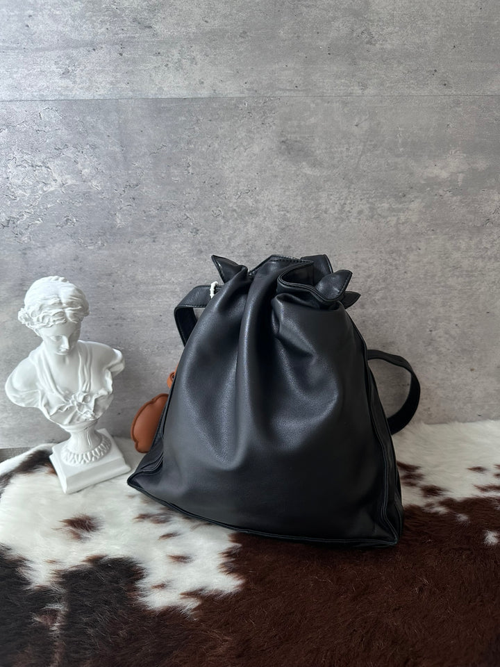 LOEWE So Black Nappa Drawstring Hobo Bag 🖤｜Soft Nappa Leather × Lucky Pouch Shape × Shoulder &amp; Crossbody