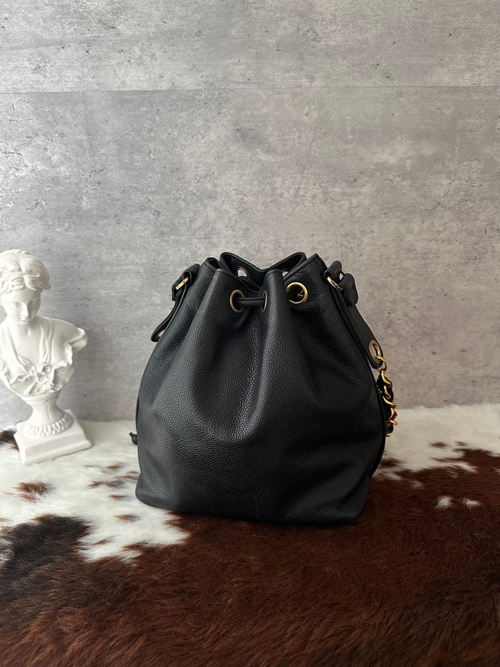 CHANEL Caviar Leather Gold Ball Bucket Bag 🖤｜Small Size × Baby Pouch × Great Capacity