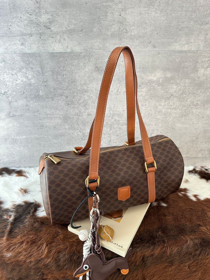 CELINE Macadam Papillon Shoulder Bag 🤎｜Classic Monogram × Roomy Cylinder Shape × Shoulder-Friendly