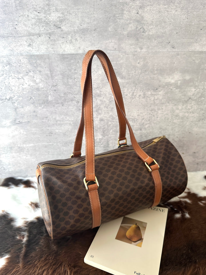 CELINE Macadam Papillon Shoulder Bag 🤎｜Classic Monogram × Roomy Cylinder Shape × Shoulder-Friendly