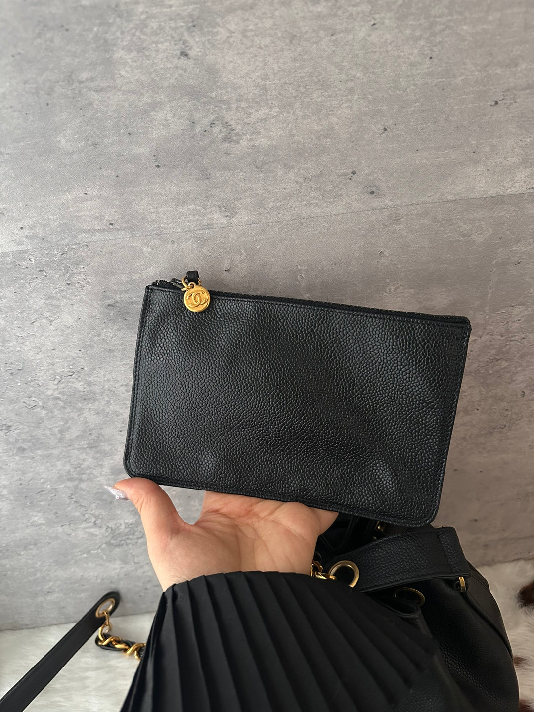CHANEL Caviar Leather Gold Ball Bucket Bag 🖤｜Small Size × Baby Pouch × Great Capacity