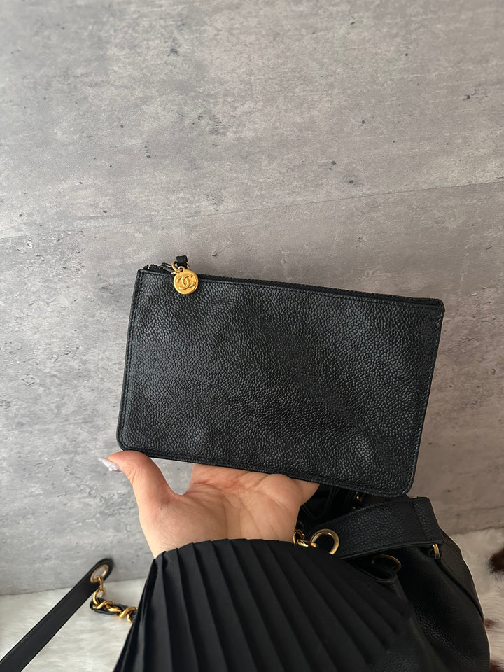 CHANEL Caviar Leather Gold Ball Bucket Bag 🖤｜Small Size × Baby Pouch × Great Capacity
