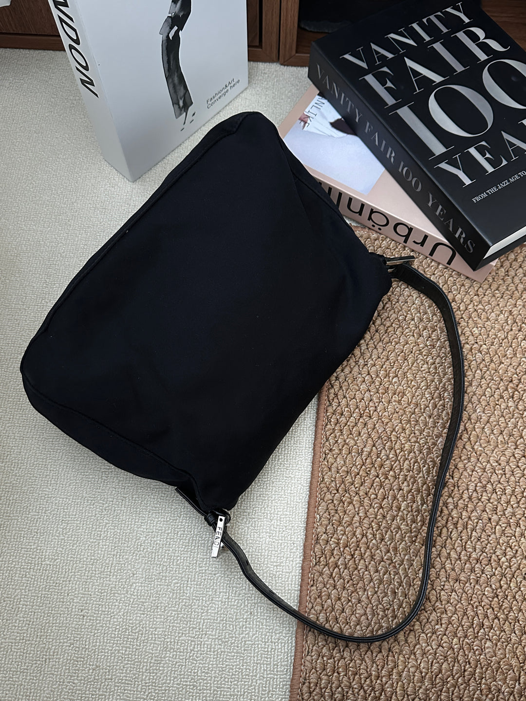 FENDI Mama Baguette Shoulder Bag（Black Fabric × Silver Hardware）｜Effortless Chic 🖤✨