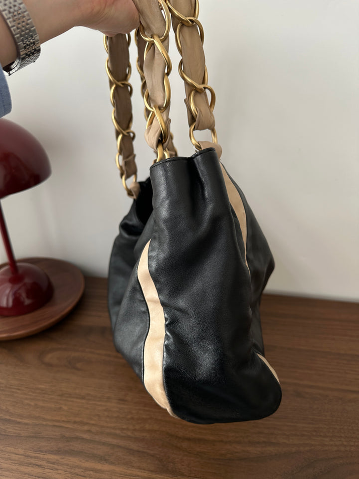 Chanel Two-Tone Chain Hobo 🖤🤍 | Soft Luxury with an Effortless Edge