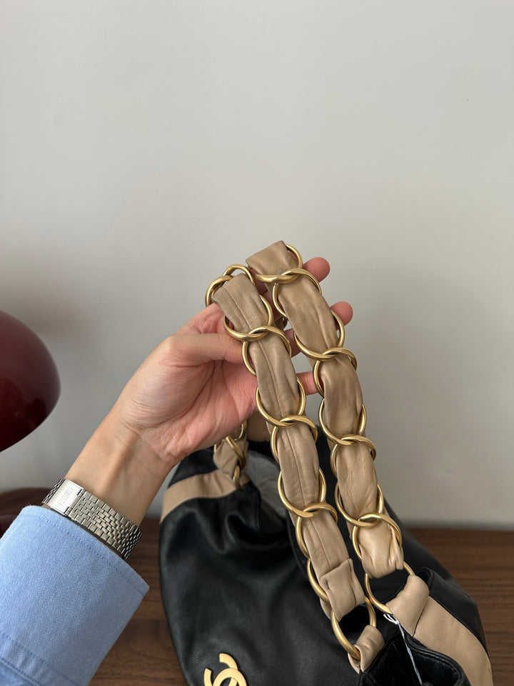 Chanel Two-Tone Chain Hobo 🖤🤍 | Soft Luxury with an Effortless Edge