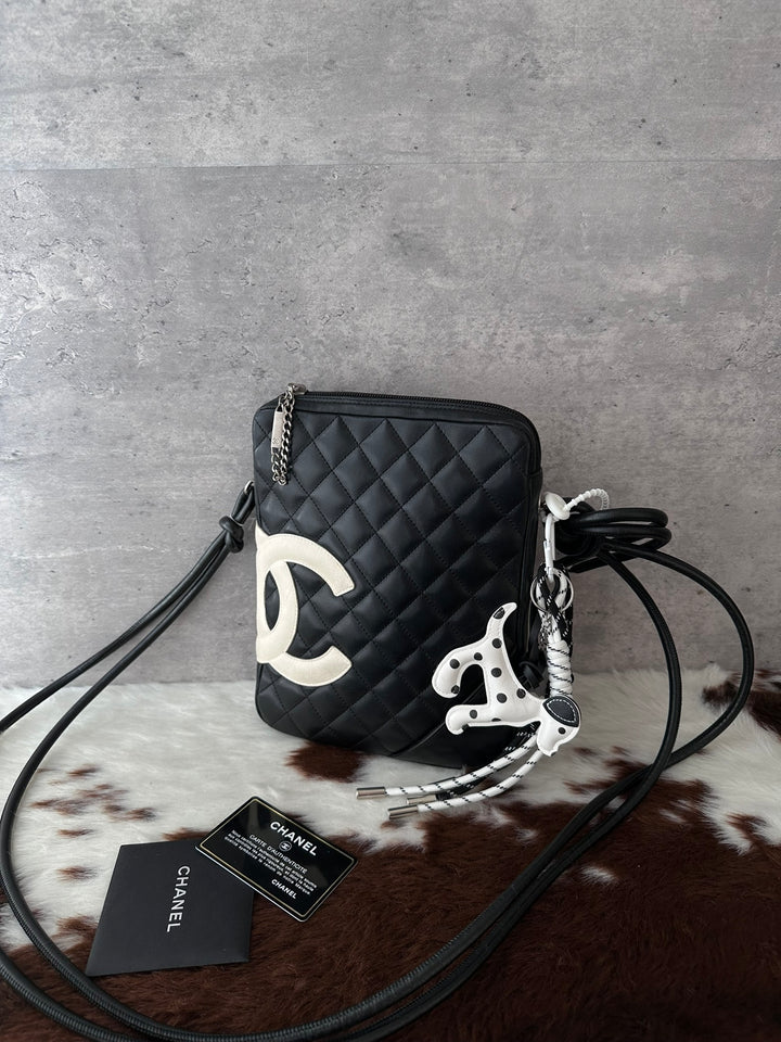 CHANEL Cambon Quilted Crossbody Bag 🖤🤍｜Full Set × Adjustable Strap × Classic Black &amp; White