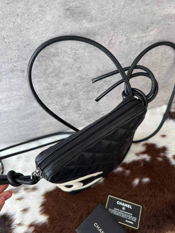 CHANEL Cambon Quilted Crossbody Bag 🖤🤍｜Full Set × Adjustable Strap × Classic Black &amp; White