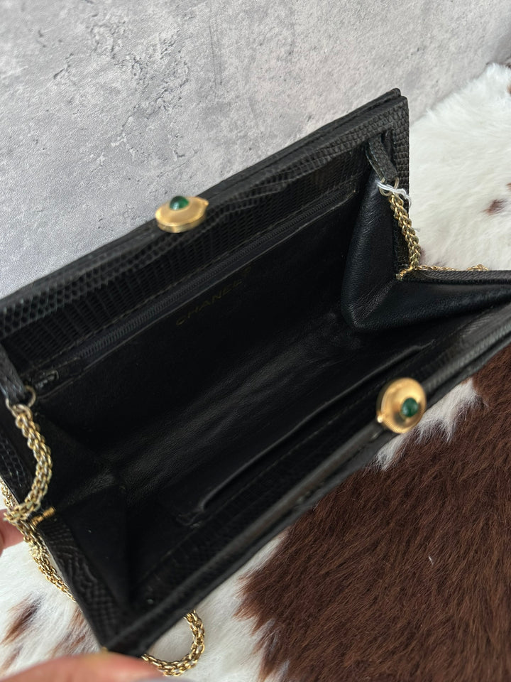 CHANEL Mini Lizard Skin Chain Evening Bag 🖤👑｜Rare Discontinued Piece × Jewel-Like Kiss Lock × Collector’s Dream