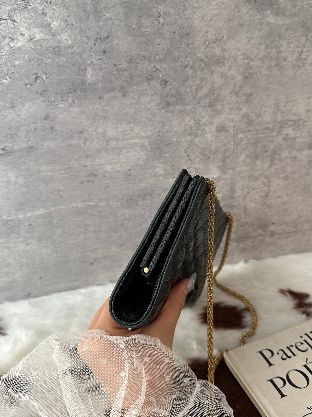 CHANEL Mini Lizard Skin Chain Evening Bag 🖤👑｜Rare Discontinued Piece × Jewel-Like Kiss Lock × Collector’s Dream