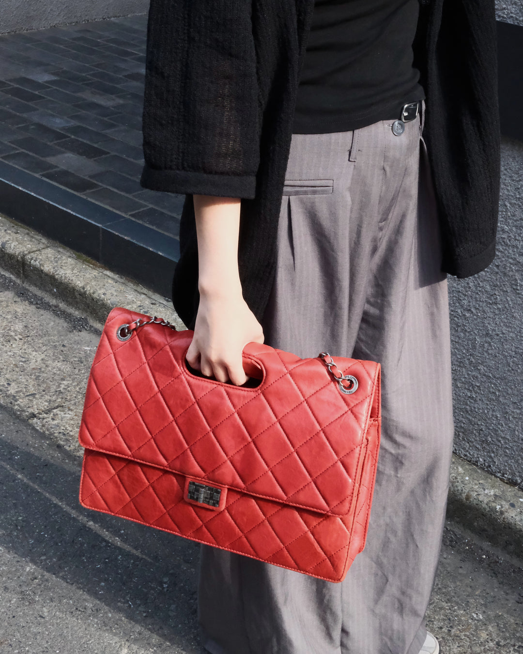 Chanel 2.55 Double Flap Jumbo Bag ❤️🖤｜Soft Calfskin × Aged Silver Hardware × Convertible Carry