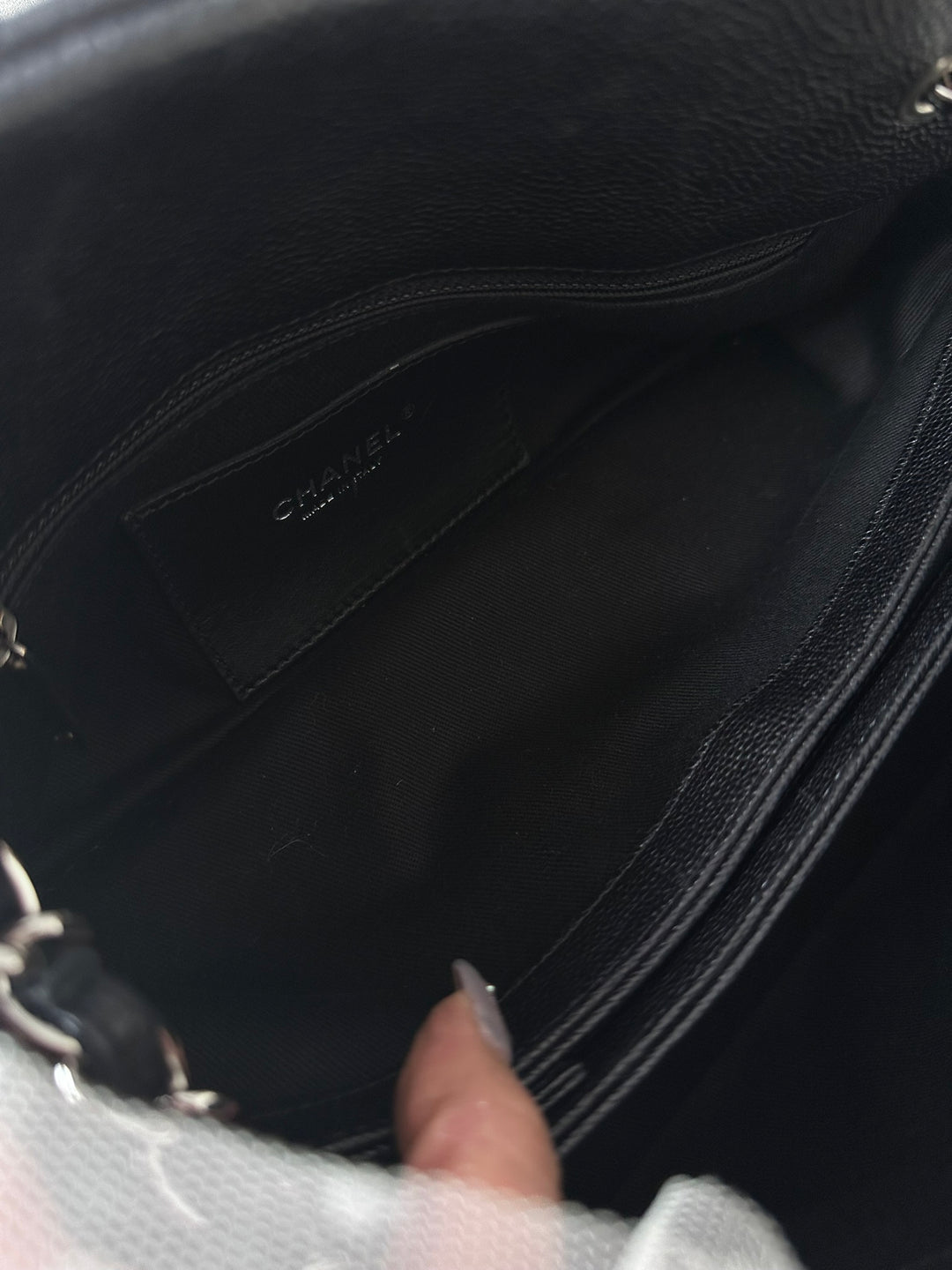 CHANEL Quilted Caviar Leather Bowling Bag 🖤｜Black &amp; Silver Hardware × Adjustable Chain Strap × Clean Condition
