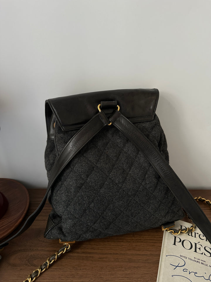 Chanel Large CC Turn Lock Backpack 🖤 | Tweed & Leather Perfection