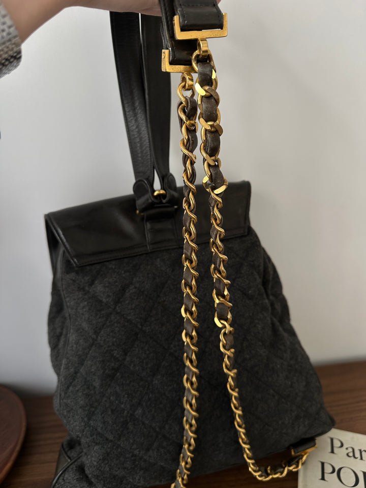 Chanel Large CC Turn Lock Backpack 🖤 | Tweed & Leather Perfection