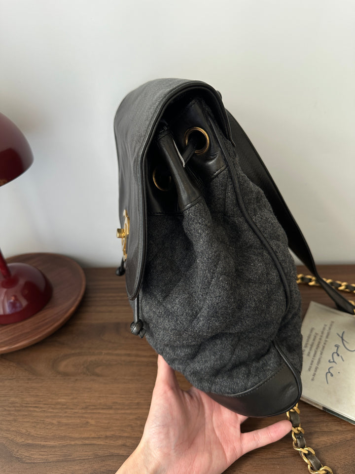 Chanel Large CC Turn Lock Backpack 🖤 | Tweed & Leather Perfection