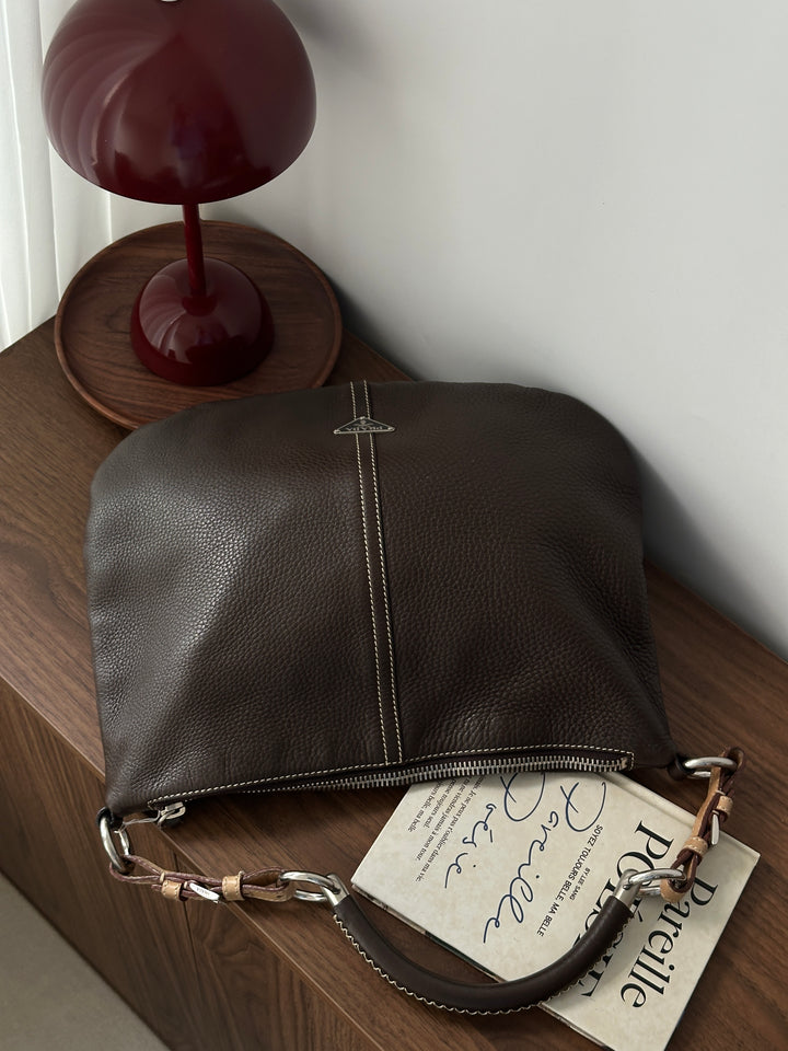Prada Chocolate Brown Hobo 🍫 | Everyday Sophistication in Pebbled Leather