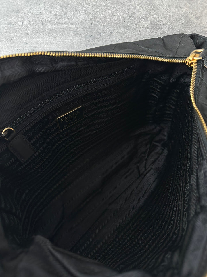 PRADA Quilted Parachute Flap Chain Shoulder Bag 🖤｜Black &amp; Gold Hardware × Lightweight Design × Near-Pristine Condition