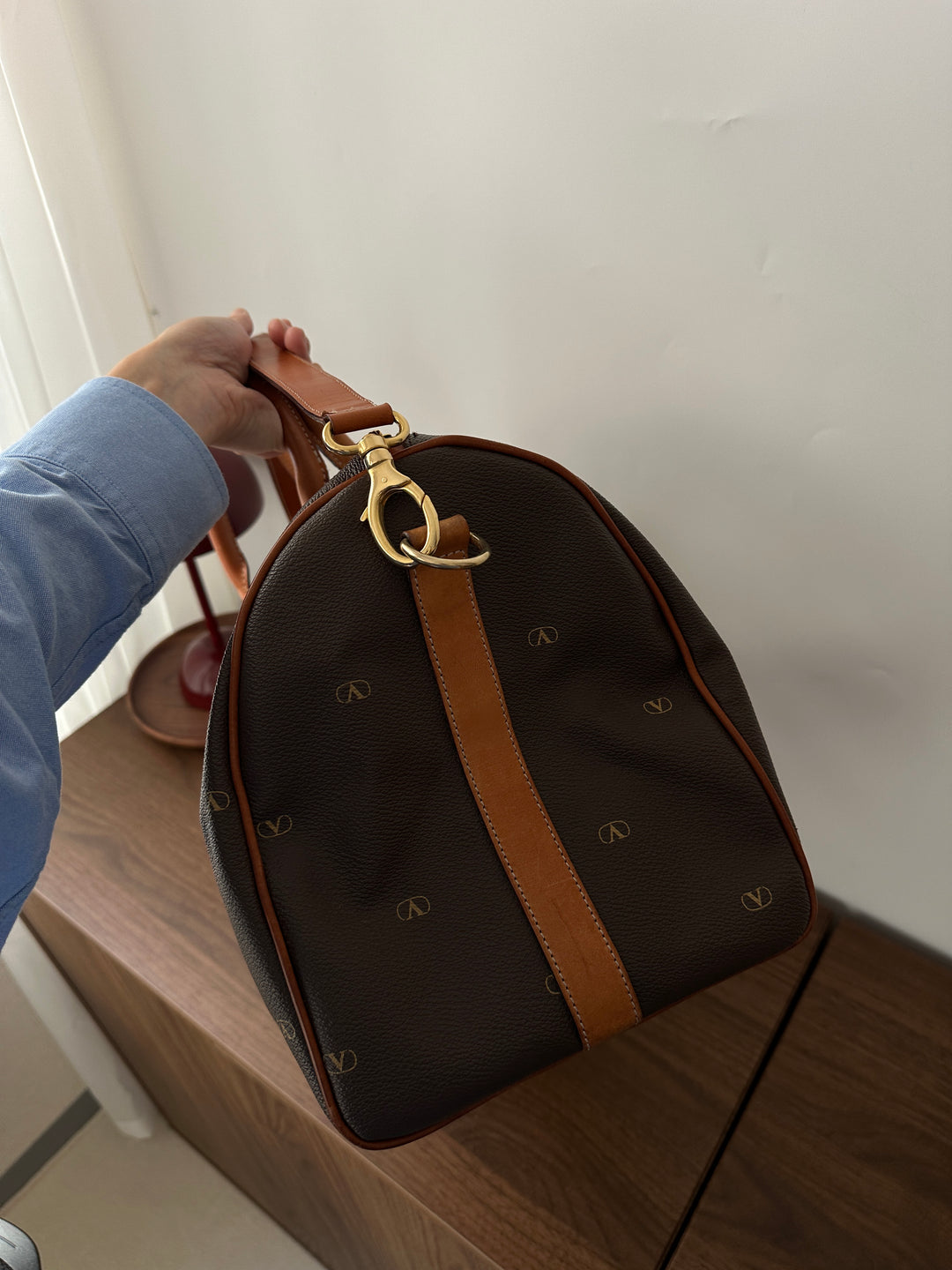 VALENTINO Vintage Logo Brown Travel Bag – Durable PVC × Classic Monogram × High Value✨