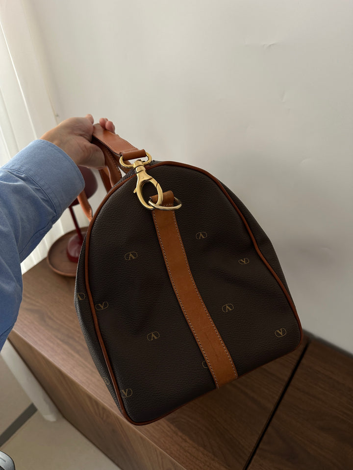 VALENTINO Vintage Logo Brown Travel Bag – Durable PVC × Classic Monogram × High Value✨