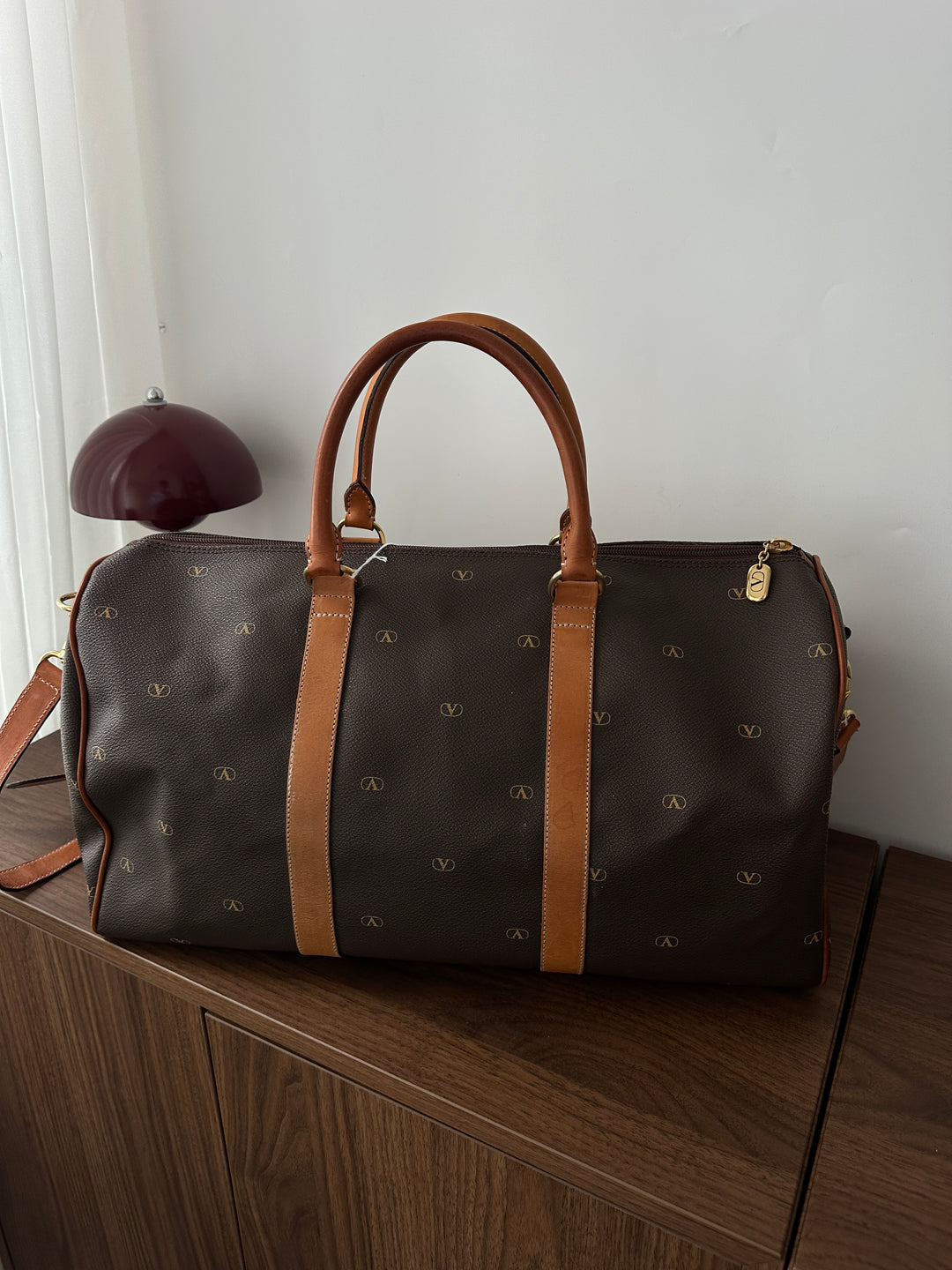 VALENTINO Vintage Logo Brown Travel Bag – Durable PVC × Classic Monogram × High Value✨