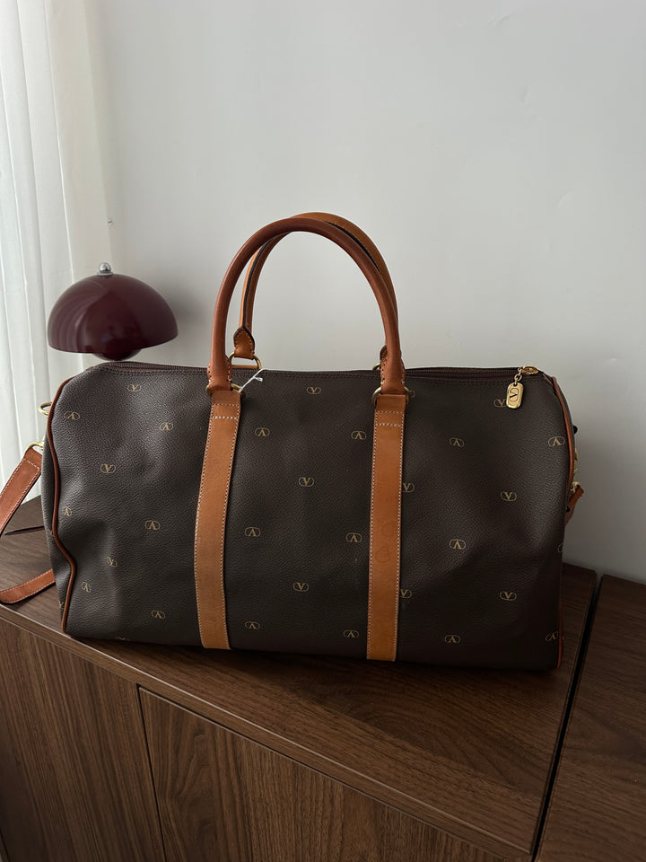 VALENTINO Vintage Logo Brown Travel Bag – Durable PVC × Classic Monogram × High Value✨