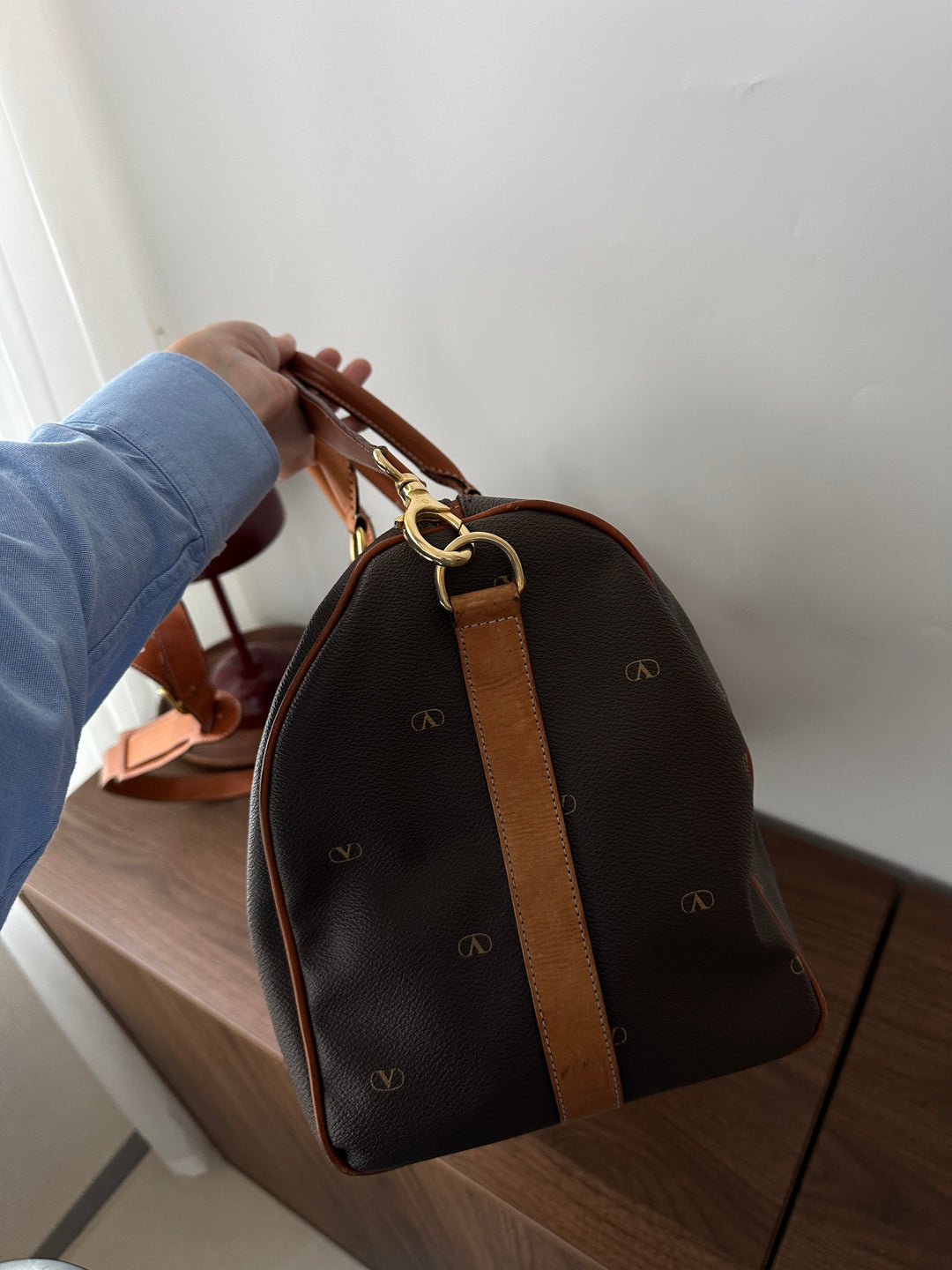 VALENTINO Vintage Logo Brown Travel Bag – Durable PVC × Classic Monogram × High Value✨