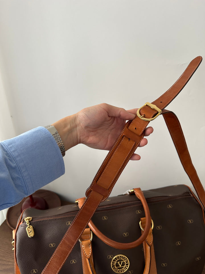 VALENTINO Vintage Logo Brown Travel Bag – Durable PVC × Classic Monogram × High Value✨