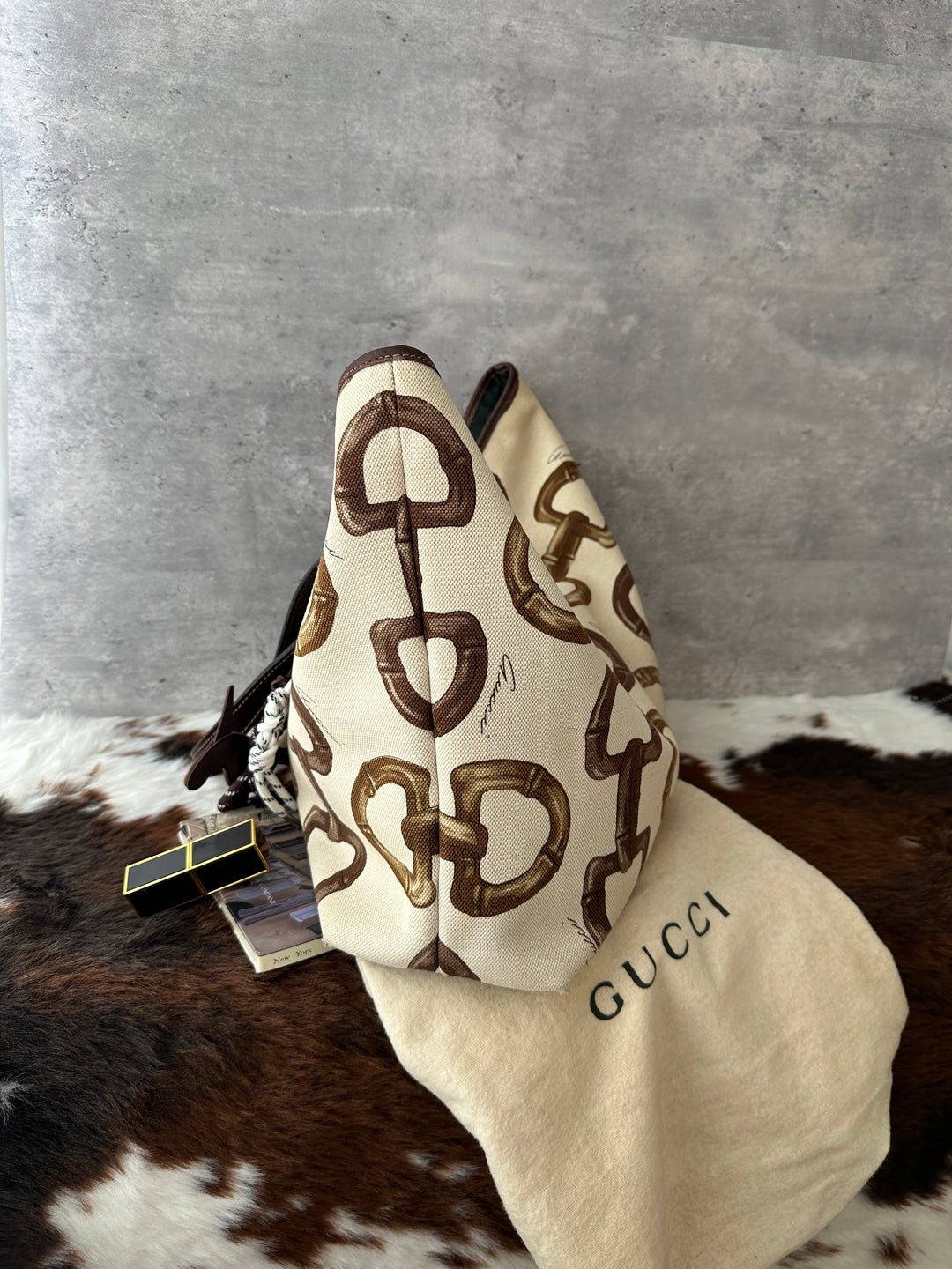 Gucci Horsebit Print Canvas Tote 🤎✨｜Vintage Equestrian Print・Spacious Everyday Tote