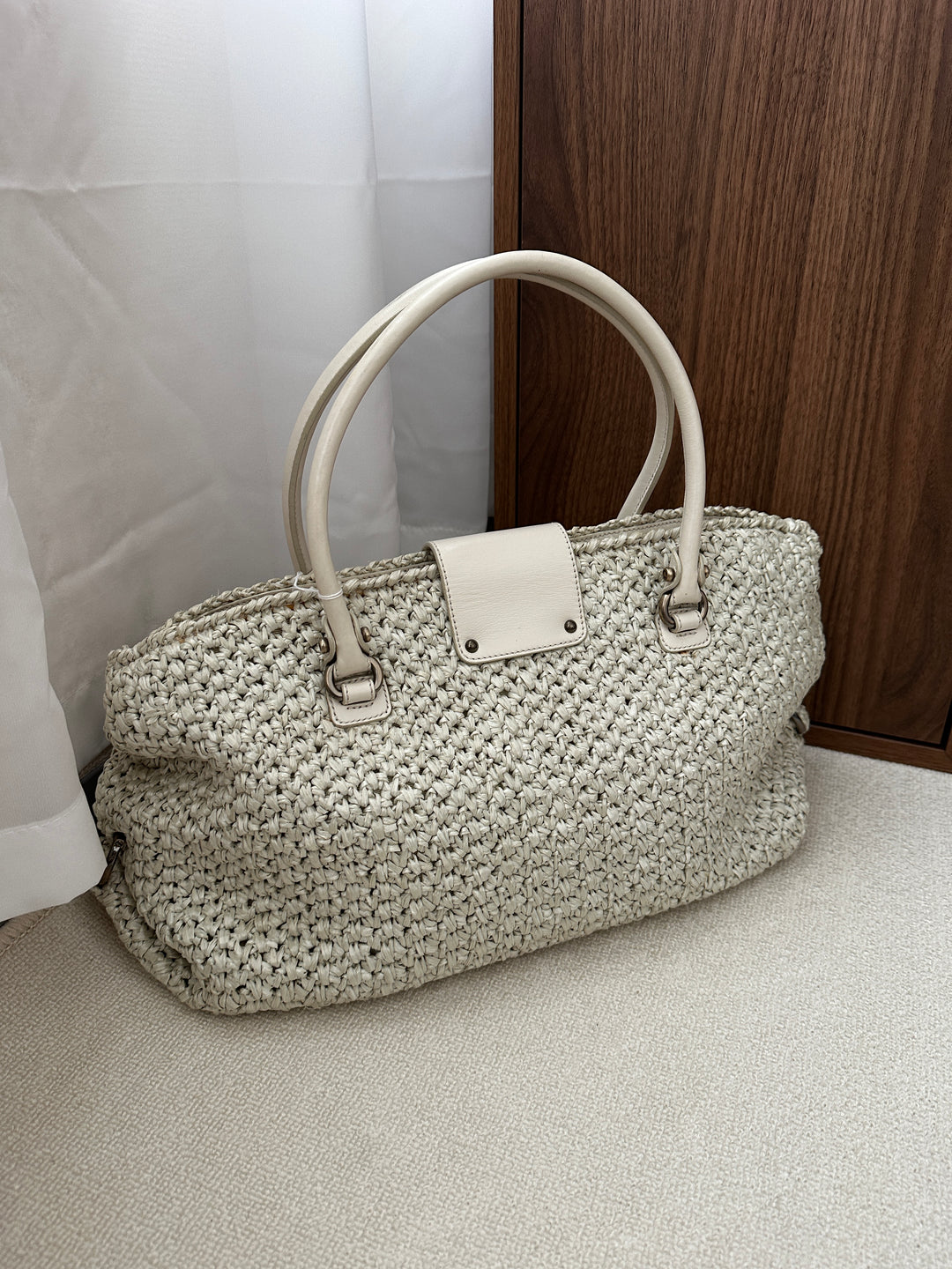 Ferragamo Horseshoe Buckle Crochet Hobo Bag（Ivory White）｜Vintage Summer Charm 🤍🌿