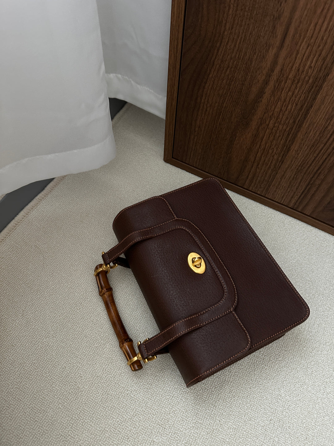 GUCCI Bamboo Double Handle Doctor Bag – Vintage Chocolate Brown 🍫✨