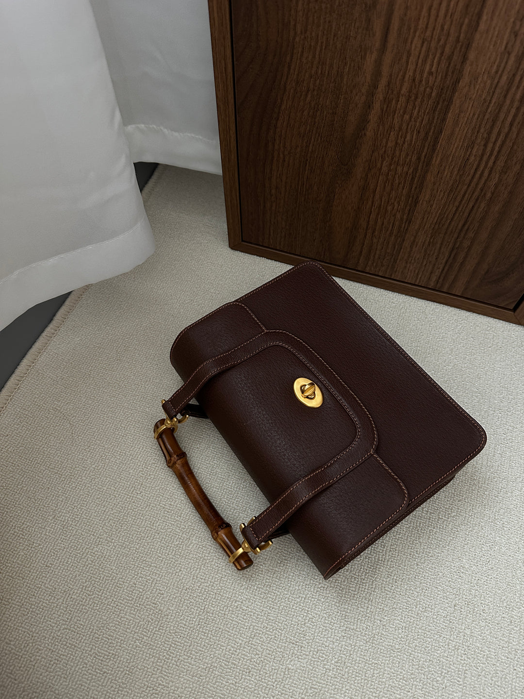 GUCCI Bamboo Double Handle Doctor Bag – Vintage Chocolate Brown 🍫✨