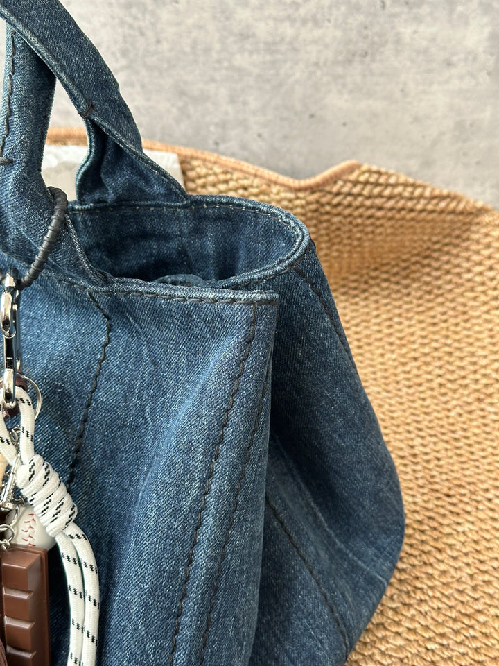 PRADA Dark Indigo Denim Tote Bag｜Casual Summer Elegance with Spacious Design 🐎🪶 Effortless & Practical