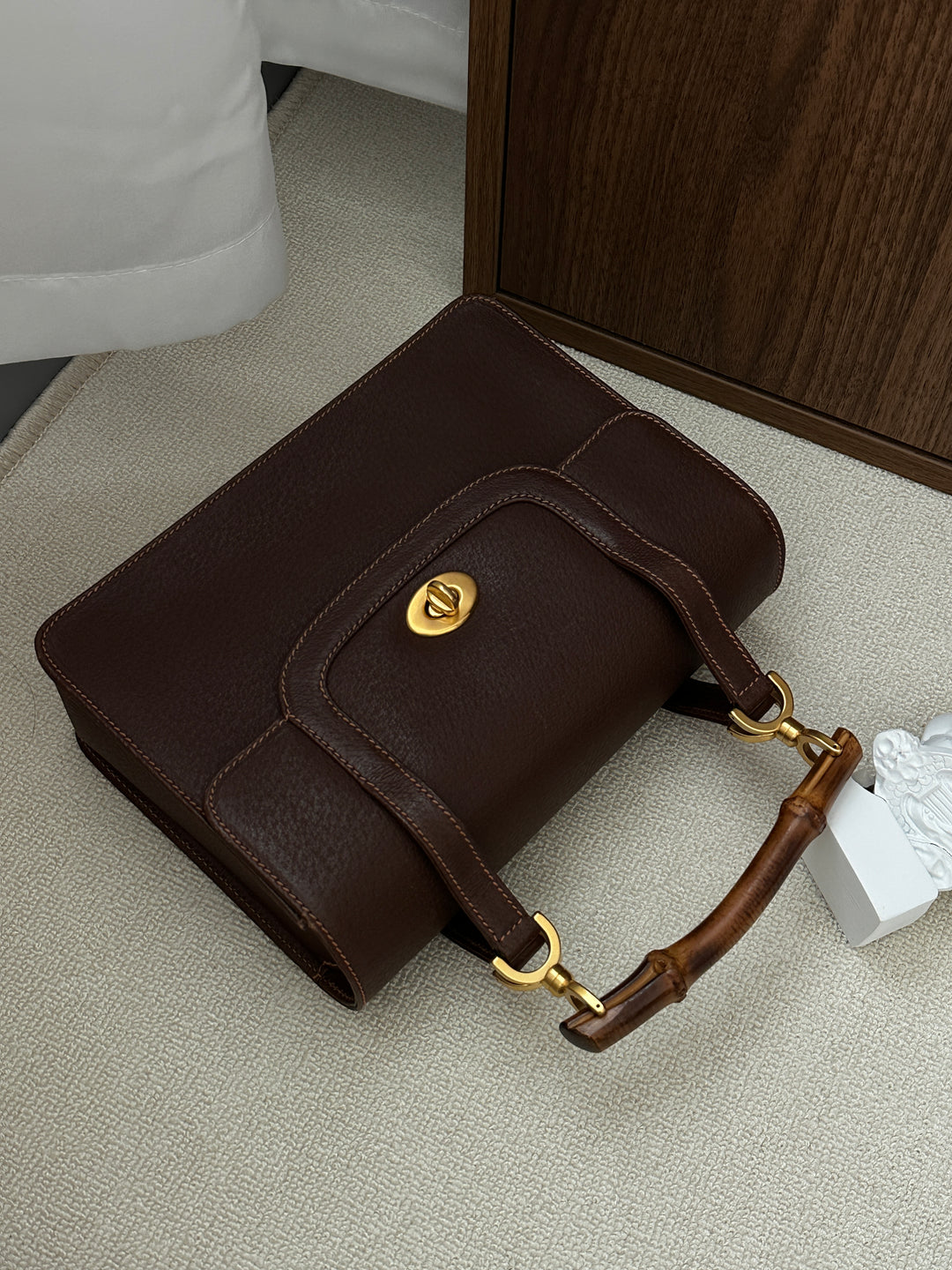 GUCCI Bamboo Double Handle Doctor Bag – Vintage Chocolate Brown 🍫✨