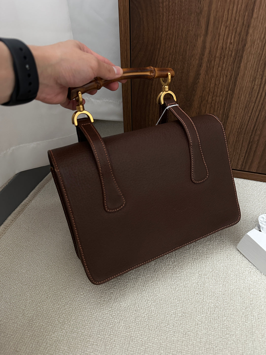 GUCCI Bamboo Double Handle Doctor Bag – Vintage Chocolate Brown 🍫✨