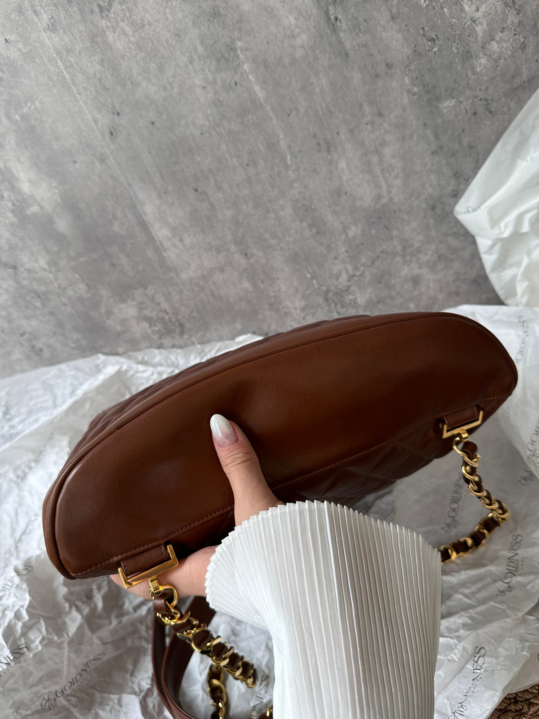 CHANEL Vintage Chocolate Lambskin Backpack with Oversized CC Turnlock + Sticker & Card