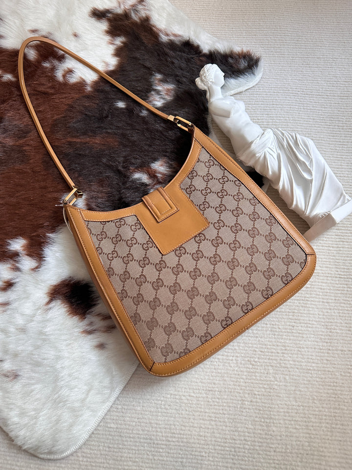 Gucci Monogram “Milk Tea” Large G-Buckle Hobo 🤎 | Retro Chic Meets Everyday Elegance