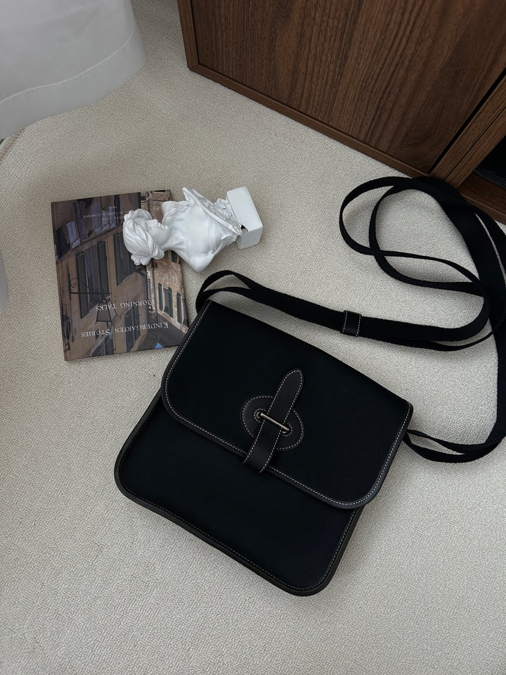 HERMÈS Canvas & Leather Messenger Bag – Rare Black Edition 🖤✨