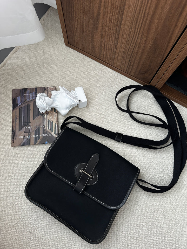 HERMÈS Canvas & Leather Messenger Bag – Rare Black Edition 🖤✨